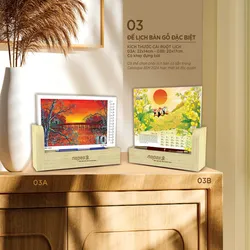 Lịch gỗ để bàn cao cấp khắc logo