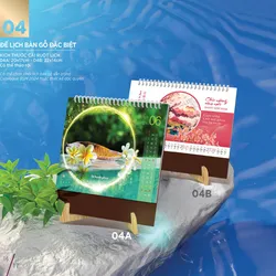 Lịch gỗ để bàn khắc laser theo yêu cầu