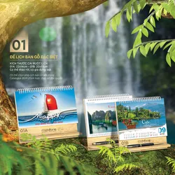 Lịch gỗ để bàn khắc tên khắc logo theo yêu cầu