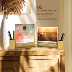 Lịch gỗ tết để bàn khắc logo