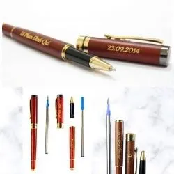 Bút Gỗ Khắc Tên Màu Nâu đỏ