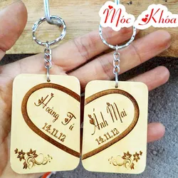 Móc Khóa Gỗ Đôi