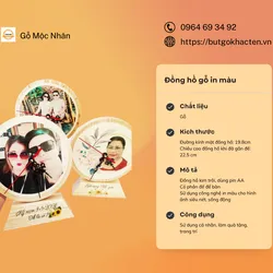 Đồng hồ gỗ in màu