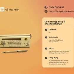 Combo Hộp Bút Gỗ Khắc Tên HVDC2
