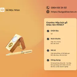 Combo Hộp Bút Gỗ Khắc Tên HVDC9