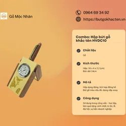 Combo Hộp Bút Gỗ Khắc Tên HVDC10