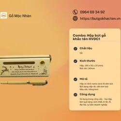 Combo Hộp Bút Gỗ khắc Tên HVDC1