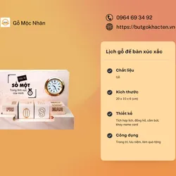 Lịch gỗ để bàn xúc xắc