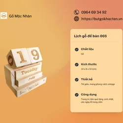 LỊCH GỖ ĐỂ BÀN 003