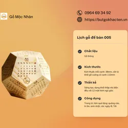 Lịch gỗ lục giác để bàn gỗ thông nguyên khối