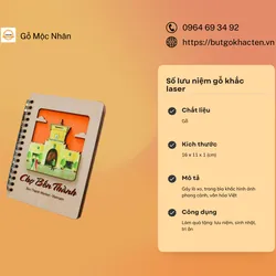 Sổ lưu niệm gỗ khắc laser