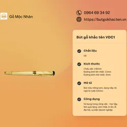 Bút Gỗ Khắc Tên Nắp Bật 1 màu