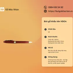 Bút Gỗ Khắc Tên Xoay Nâu