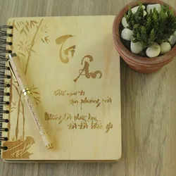 Sổ tay bìa gỗ khắc laser độc đáo