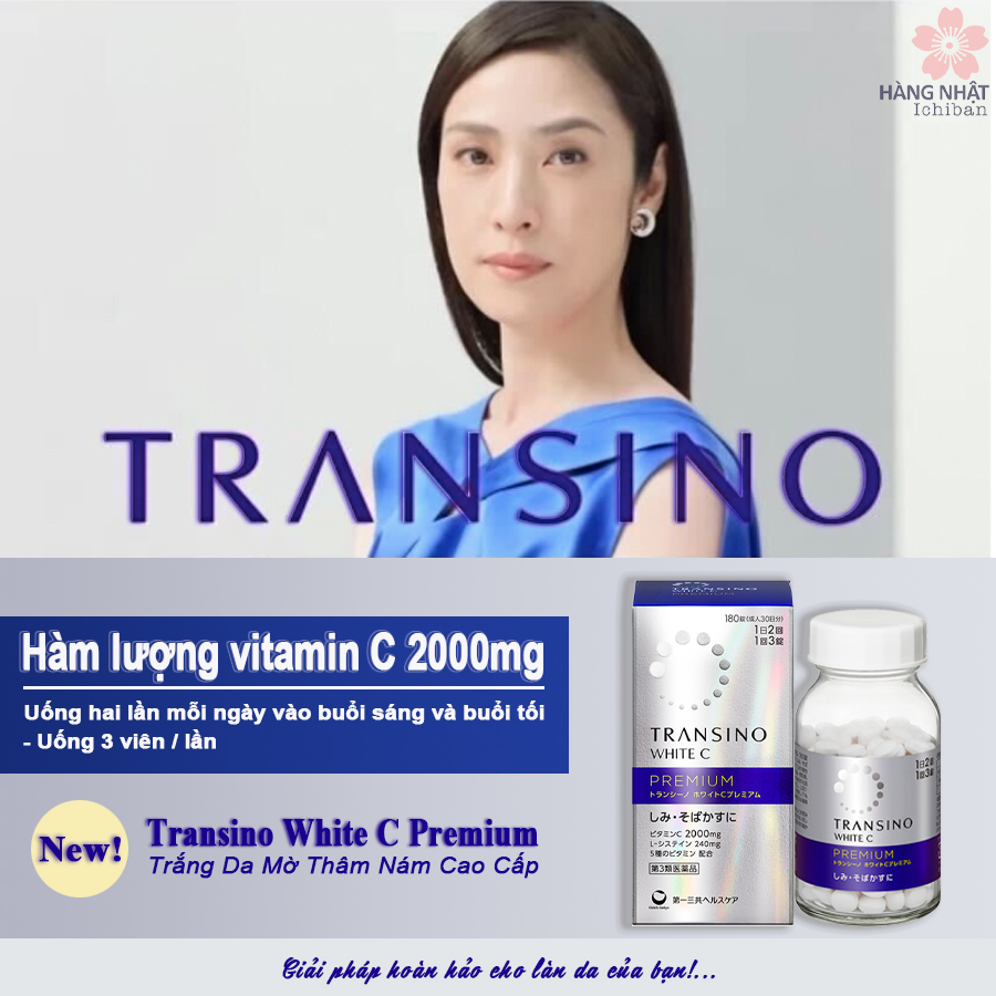 Viên Uống Trắng Da Mờ Thâm Nám Cao Cấp Transino White C Premium Viên Uống Trắng Da Mờ Thâm Nám Cao Cấp Transino White C Premium