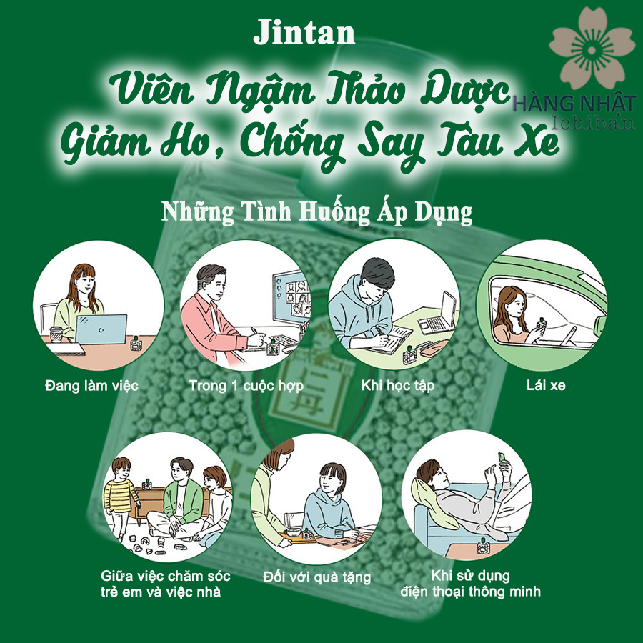Viên Ngậm Thảo Dược Jintan Giảm Ho, Chống Say Tàu Xe Viên Ngậm Thảo Dược Jintan Giảm Ho, Chống Say Tàu Xe