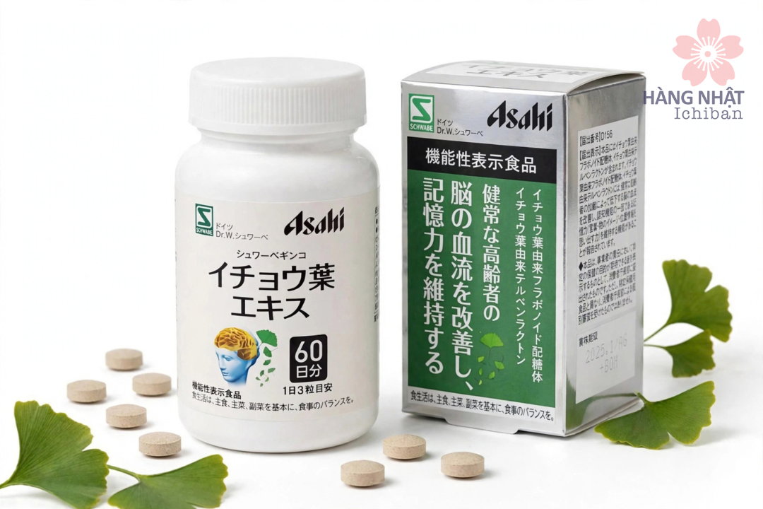 Viên Uống Bổ Não Ginkgo Biloba Asahi Schwabe Hỗ Trợ Trí Nhớ Viên Uống Bổ Não Ginkgo Biloba Asahi Schwabe Hỗ Trợ Trí Nhớ