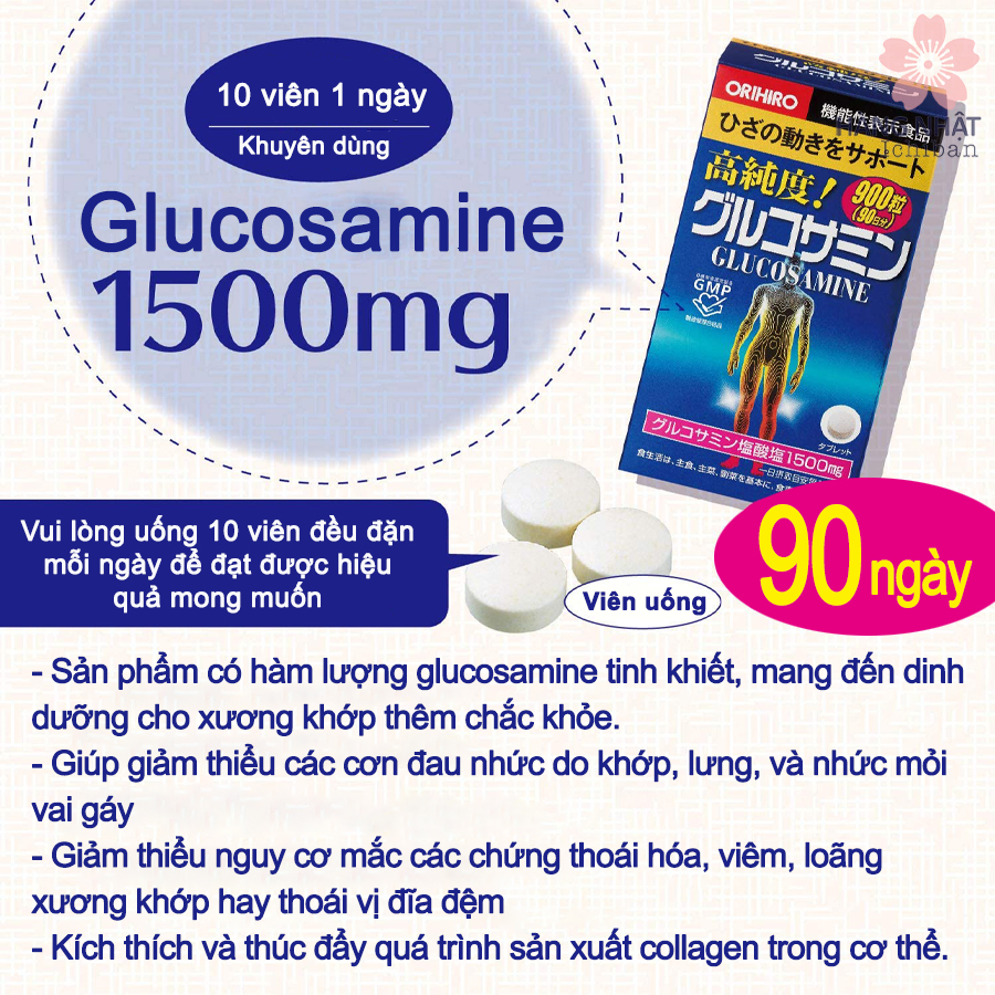 Viên uống bổ xương khớp Glucosamin Orihiro Nhật Bản Viên uống bổ xương khớp Glucosamin Orihiro Nhật Bản