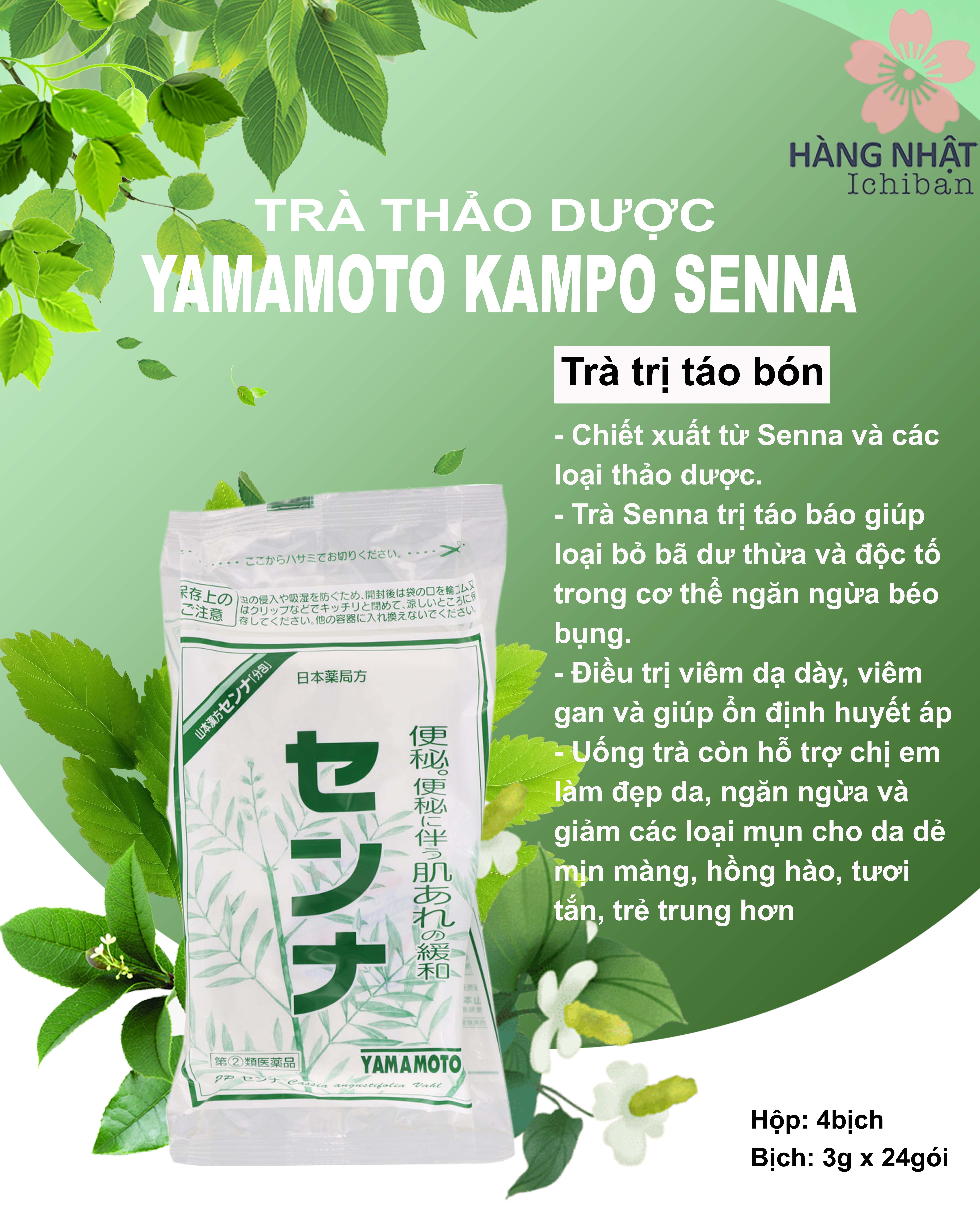 Trà trị táo bón Nhật Bản - Yamamoto Kampo Senna Trà trị táo bón Nhật Bản - Yamamoto Kampo Senna
