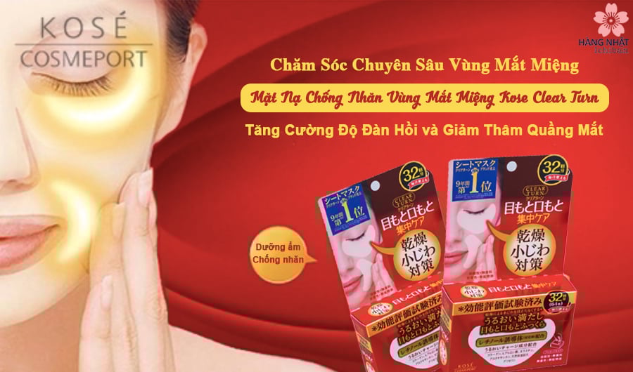 Mặt Nạ Chống Nhăn Vùng Mắt Miệng Kose Clear Turn Mặt Nạ Chống Nhăn Vùng Mắt Miệng Kose Clear Turn