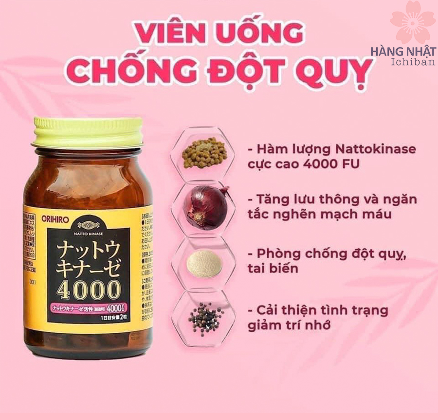 Viên Uống Phòng Chống Tai Biến Đột Quỵ Orihiro Nattokinase 4000 Viên Uống Phòng Chống Tai Biến Đột Quỵ Orihiro Nattokinase 4000