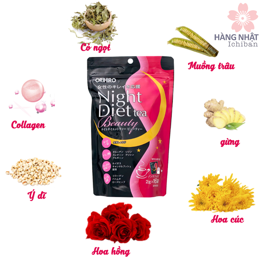 Trà giảm cân ban đêm Orihiro Night Diet Tea Beauty Trà giảm cân ban đêm Orihiro Night Diet Tea Beauty