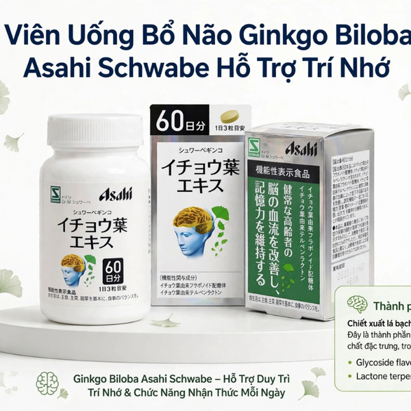VIÊN UỐNG BỔ NÃO GINKGO BILOBA ASAHI SCHWABE HỖ TRỢ TRÍ NHỚ