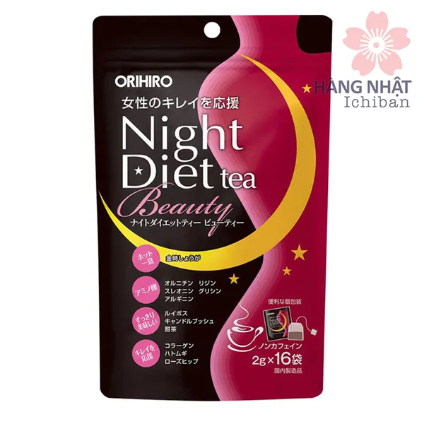TRÀ GIẢM CÂN ĐÊM CHỨA COLLAGEN VÀ CHIẾT XUẤT THẢO DƯỢC - ORIHIRO NIGHT DIET TEA BEAUTY