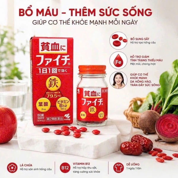 VIÊN BỔ SUNG SẮT FAICHI KOBAYASHI - HỖ TRỢ BỆNH THIẾU MÁU HIỆU QUẢ
