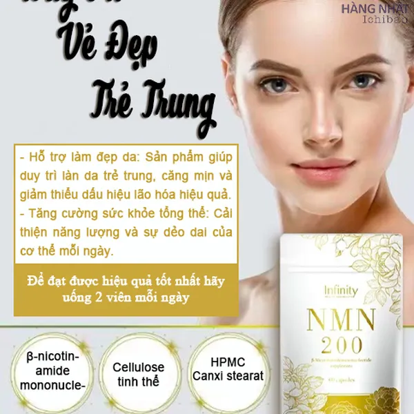 VIÊN UỐNG NMN 200 INFINITY - DUY TRÌ VẺ ĐẸP TRẺ TRUNG