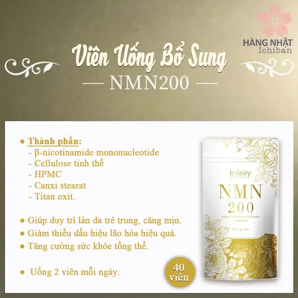VIÊN UỐNG NMN 200 INFINITY - DUY TRÌ VẺ ĐẸP TRẺ TRUNG