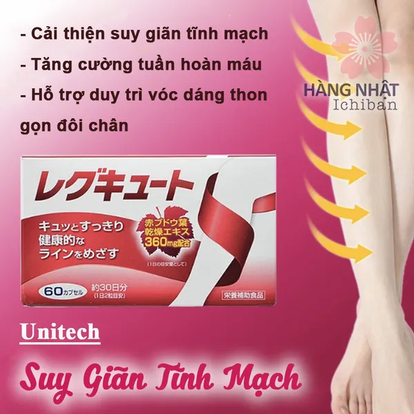 VIÊN UỐNG ĐIỀU TRỊ SUY GIÃN TĨNH MẠCH UNITECH TỪ LÁ NHO ĐỎ