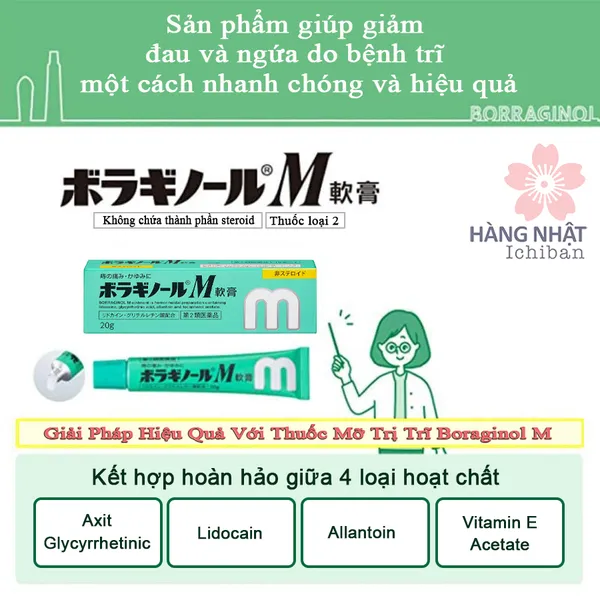 THUỐC MỠ TRỊ TRĨ BORRAGINOL M - GIẢM ĐAU, NGỨA HIỆU QUẢ AN TOÀN