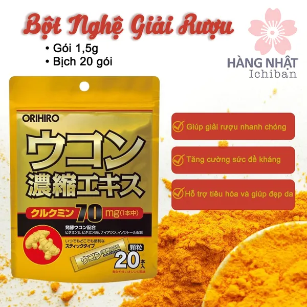 BỘT NGHỆ GIẢI RƯỢU ORIHIRO - TĂNG CƯỜNG SỨC KHỎE, TINH THẦN SẢNG KHOÁI