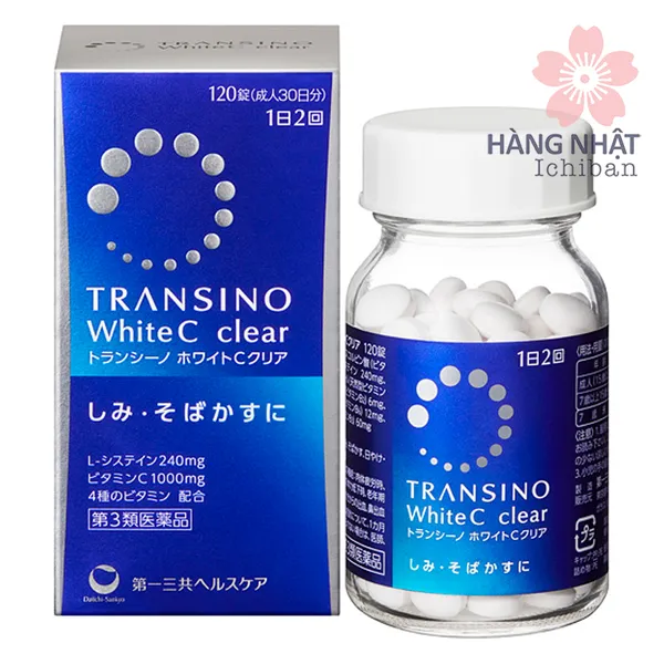 VIÊN UỐNG TRẮNG DA MỜ THÂM NÁM TRANSINO WHITE C CLEAR