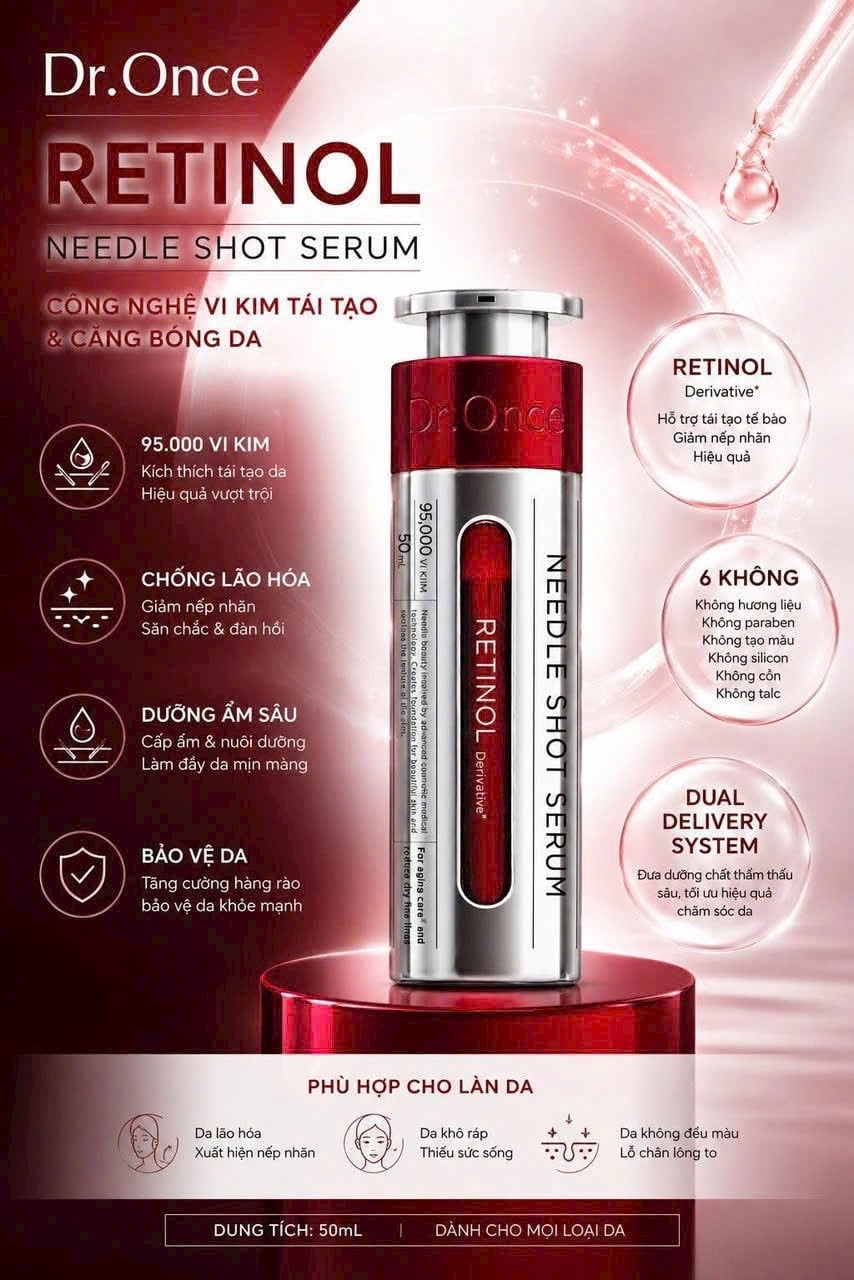 Tinh chất vi kim Retinol Dr. Once trắng sáng căng bóng da Tinh chất vi kim Retinol Dr. Once trắng sáng căng bóng da