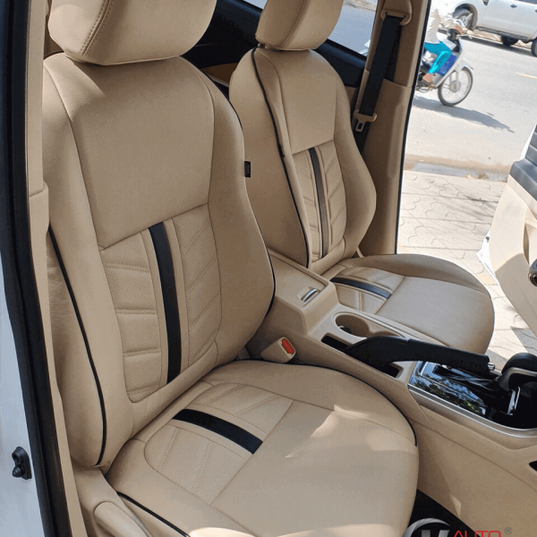 Áo bọc ghế Xpander may kiểu mẫu 4 Kem phối Đen Áo bọc ghế Xpander may kiểu mẫu 4 Kem phối Đen
