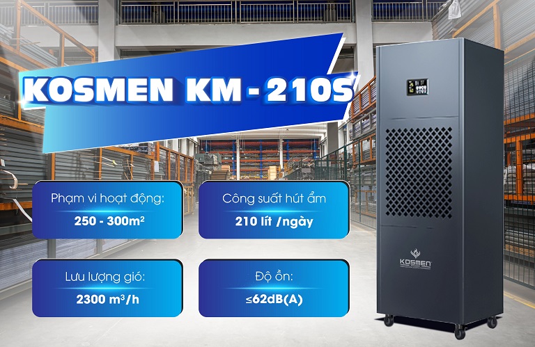 Máy hút ẩm Kosmen KM-210S công suất hút ẩm mạnh mẽ cho phòng diện tích lớn
