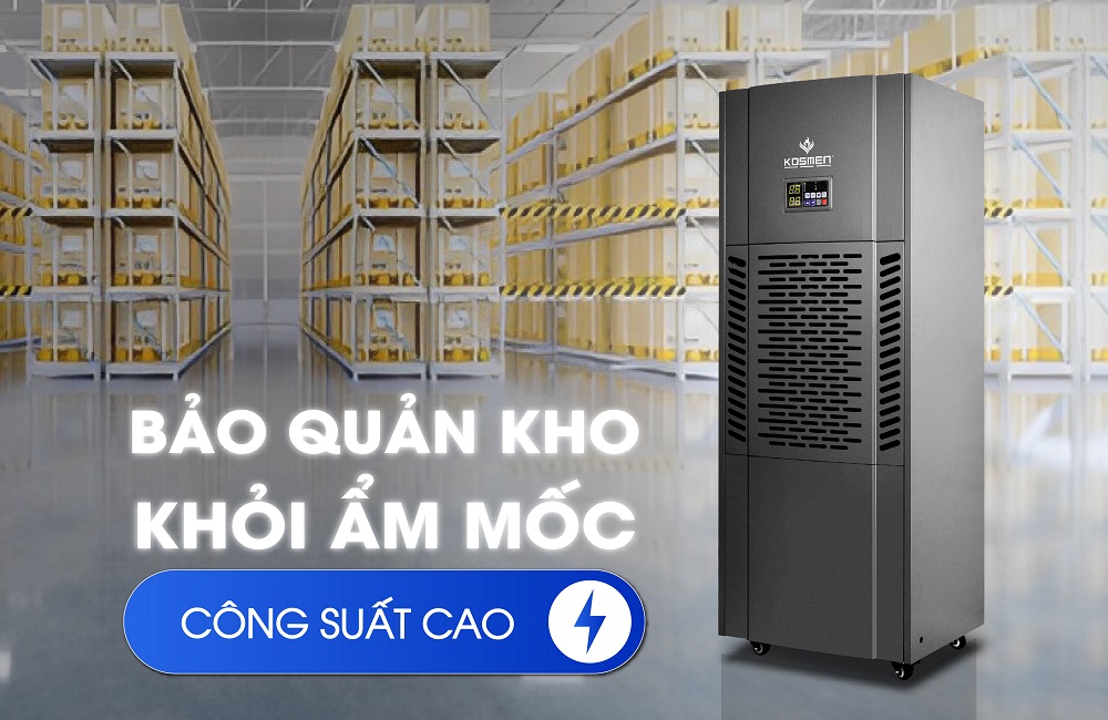 Máy hút ẩm Kosmen bảo quản kho xưởng không bị ẩm mốc
