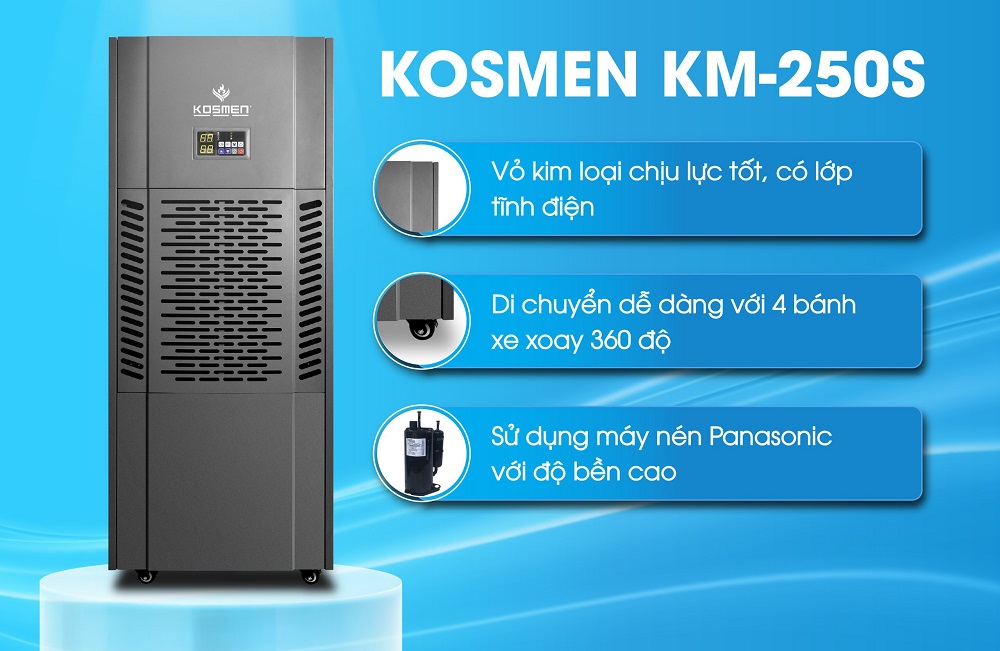 Máy hút ẩm Kosmen KM-250S thiết kế tinh tế, hiện đại