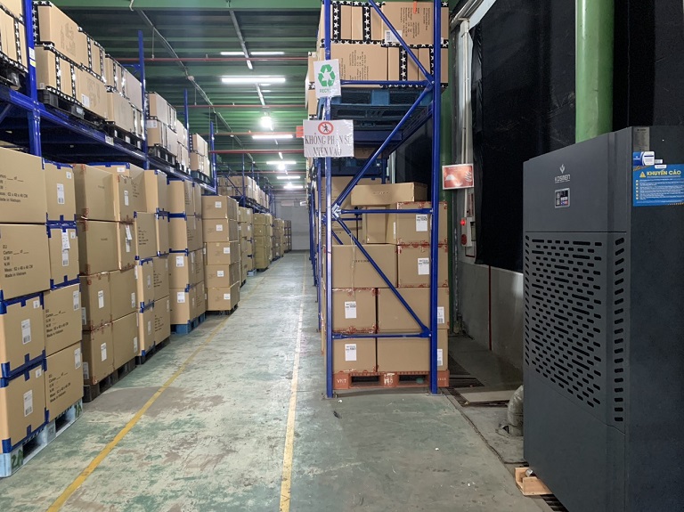 Ứng dụng máy hút ẩm Kosmen KM-480S cho kho hàng hóa