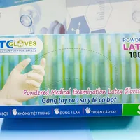 Găng tay y tế có bột HTC Gloves Latex 1 hộp 100 chiếc màu trắng BỀN, CO GIÃN CAO