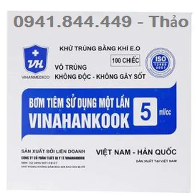 Bơm tiêm, xilanh sử dụng một lần VINAHANKOOK loại 5ML
