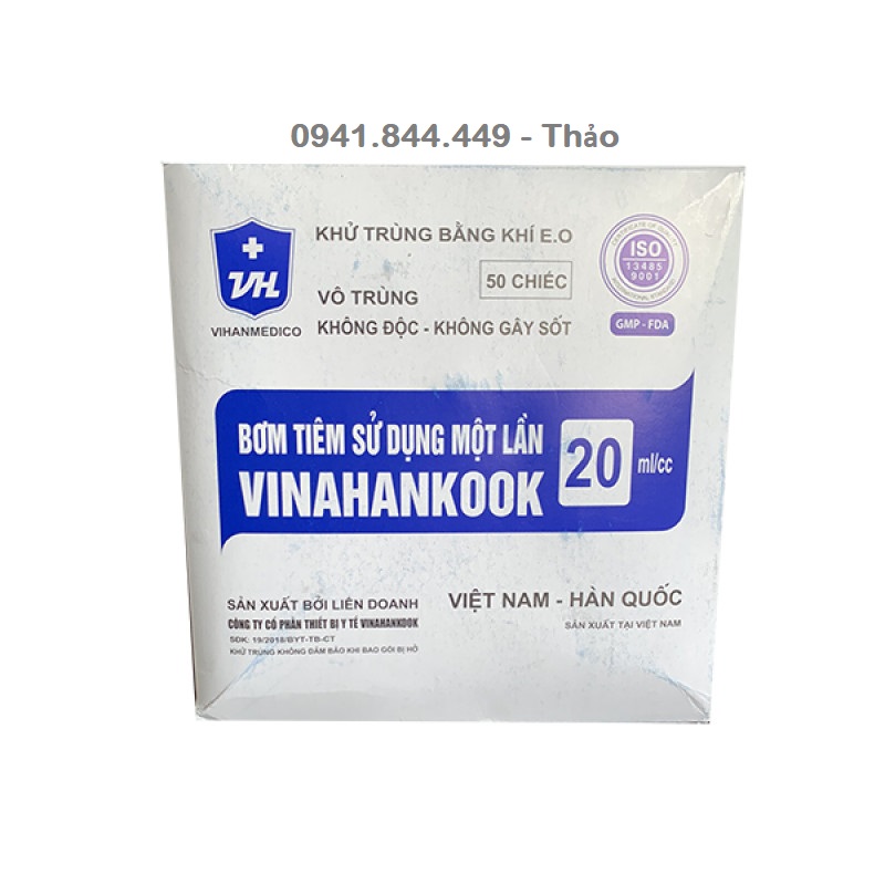 Bơm tiêm, xilanh sử dụng một lần VINAHANKOOK loại 20ML