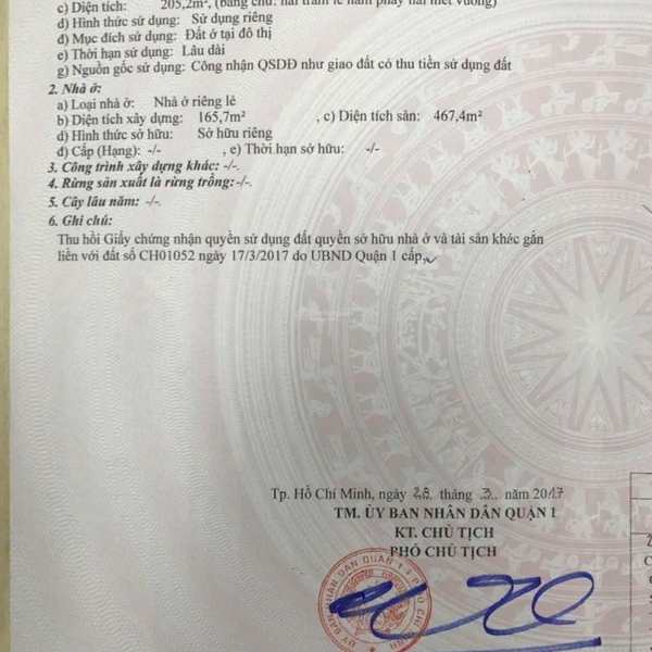 Bán nhà 1-2 Phan Tôn, Phường Sài Gòn, Quận 1