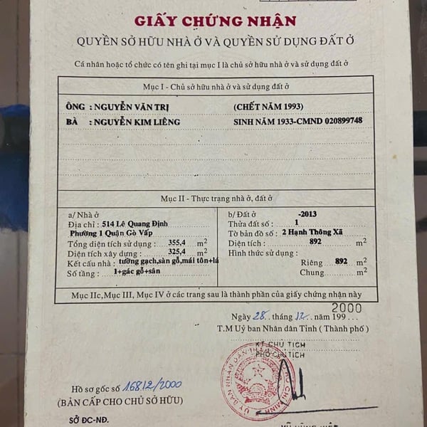 Bán nhà 514 Lê Quang Định, P. Hạnh Thông, Quận Gò Vấp