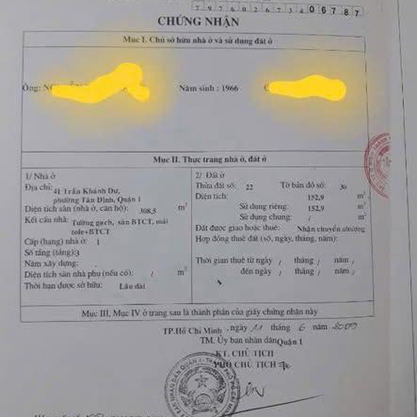 Bán nhà 41 Trần Khánh Dư, Phường Tân Định, Quận 1