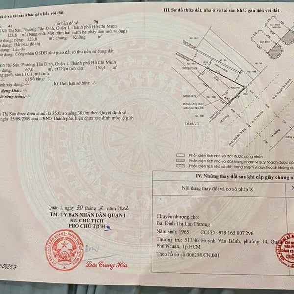 Bán nhà 98 Võ Thị Sáu, Phường Tân Định, Quận 1