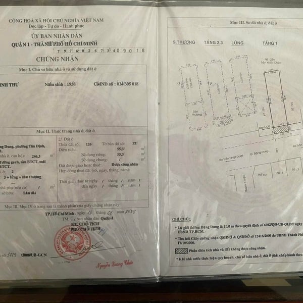 Bán nhà 22 Đặng Dung, Phường Tân Định, Quận 1