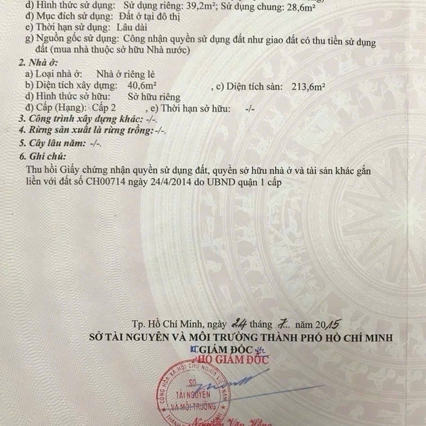 Bán nhà 322 Trần Hưng Đạo, Phường Nguyễn Cư Trinh, Quận 1